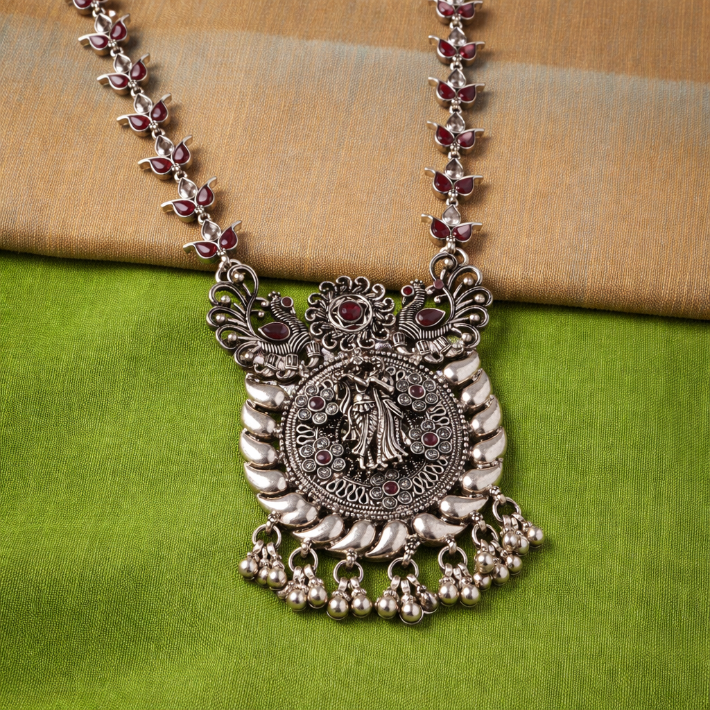 DevBhumi RaasMayur Antique Silver Necklace