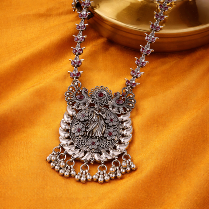 DevBhumi RaasMayur Antique Silver Necklace
