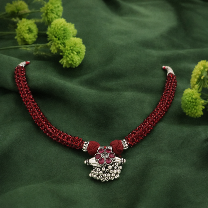 Kumaoni RaktPushp Antique Silver Necklace