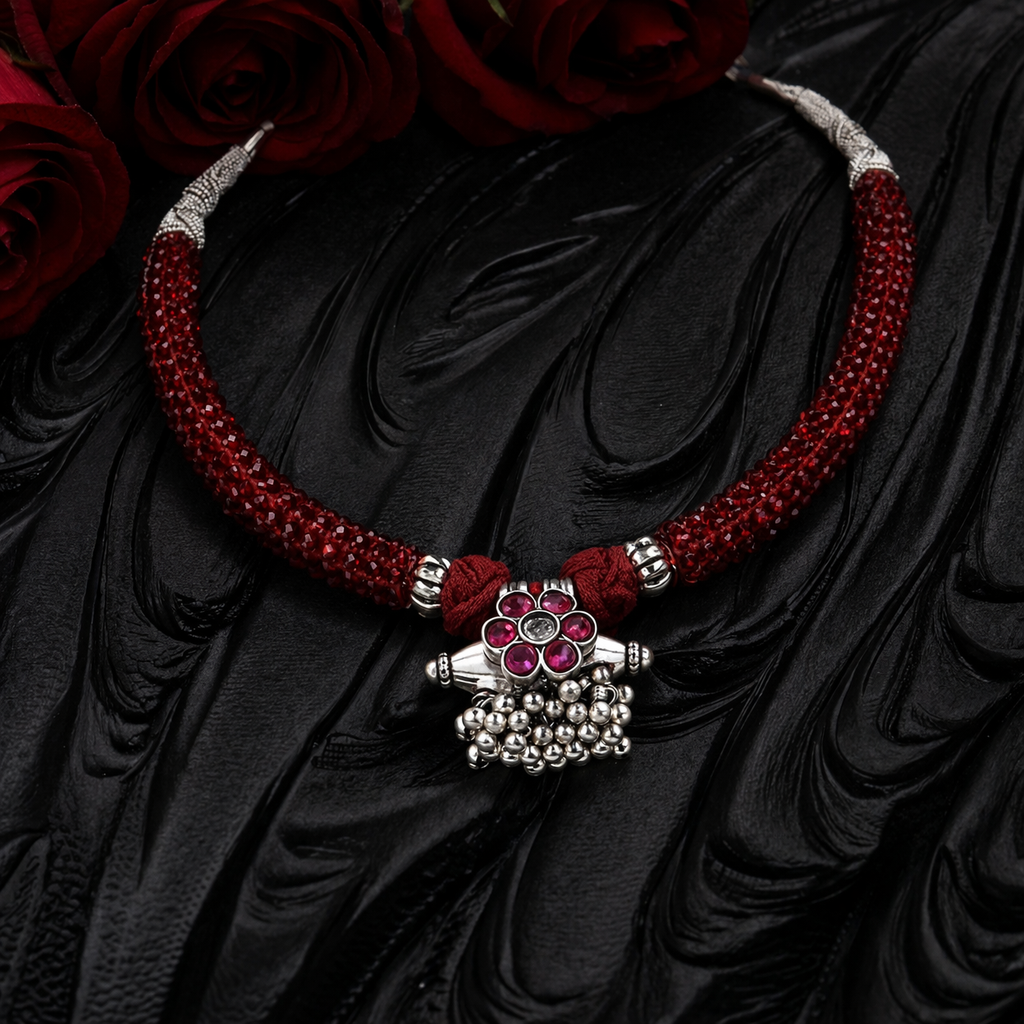 Kumaoni RaktPushp Antique Silver Necklace