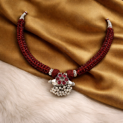 Kumaoni RaktPushp Antique Silver Necklace