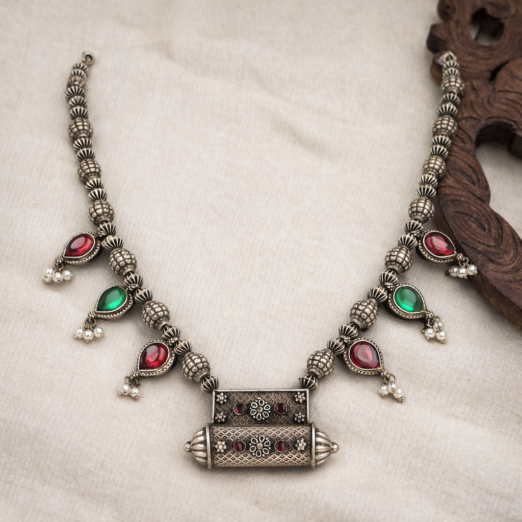 Garhwali Triveni Antique Silver Necklace