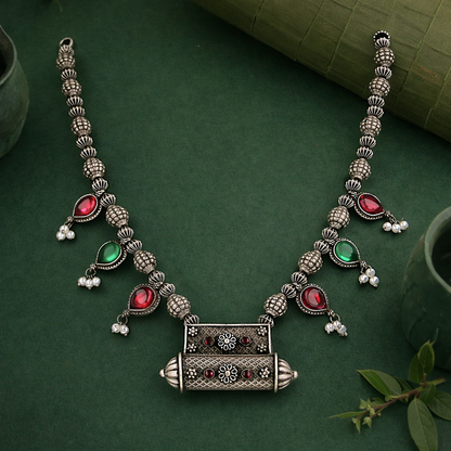 Garhwali Triveni Antique Silver Necklace