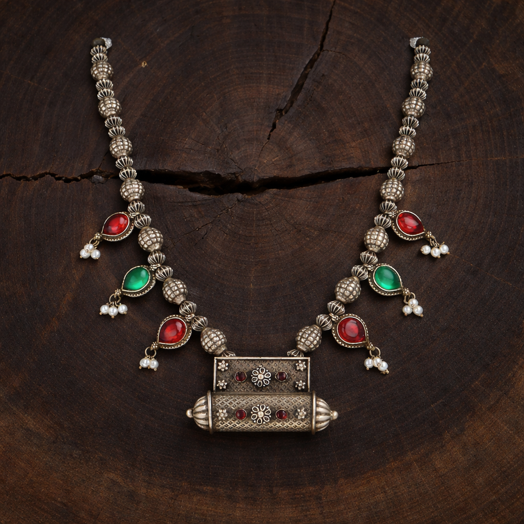 Garhwali Triveni Antique Silver Necklace