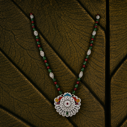 Munsyari Chakraveena White Silver Mangalsutra