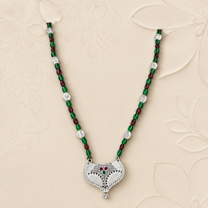 Panchachuli Hridaya White Silver Mangalsutra