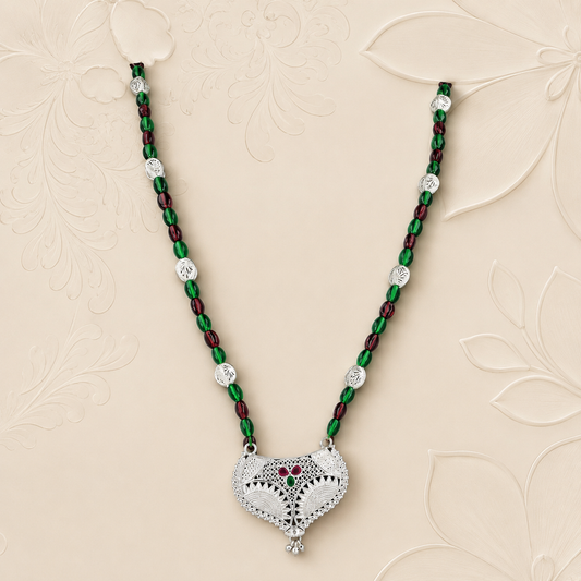 Panchachuli Hridaya White Silver Mangalsutra