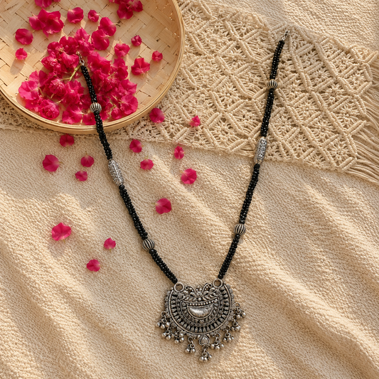Kafal Chandrika Antique Silver Mangalsutra