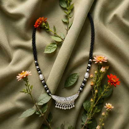 Auli Nishigandha White Silver Mangalsutra