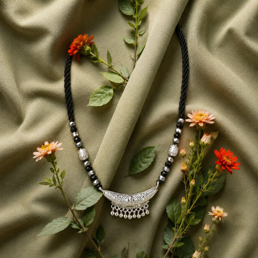 Auli Nishigandha White Silver Mangalsutra