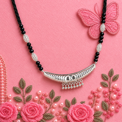 Binsar Shwetika White Silver Mangalsutra