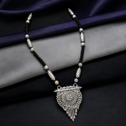 Patali Pushp White Silver Mangalsutra