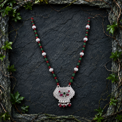 Hariyali Veena White Silver Mangalsutra