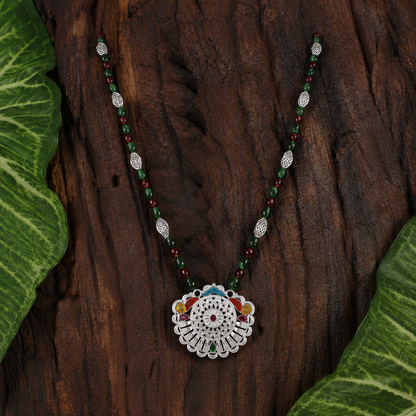 Munsyari Chakraveena White Silver Mangalsutra