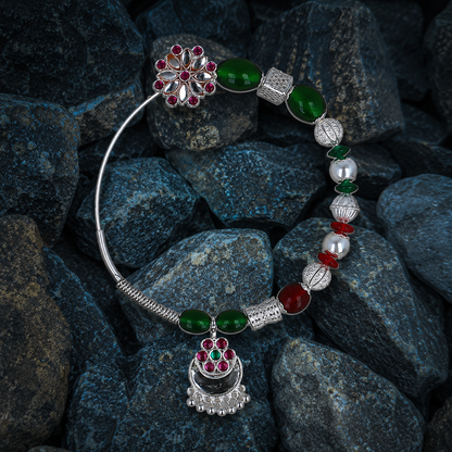 Panchachuli Harini White Silver Nath