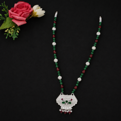 Brahmakamal Raktima White Silver Mangalsutra