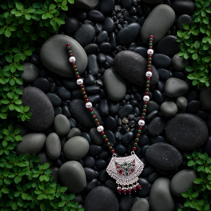 Hariyali Veena White Silver Mangalsutra