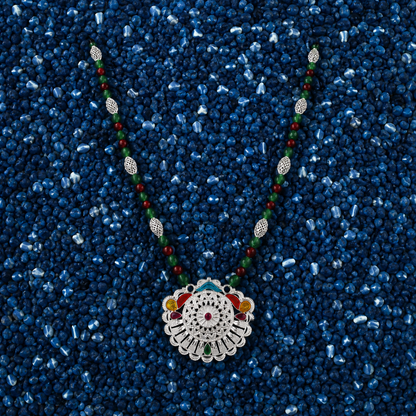 Munsyari Chakraveena White Silver Mangalsutra