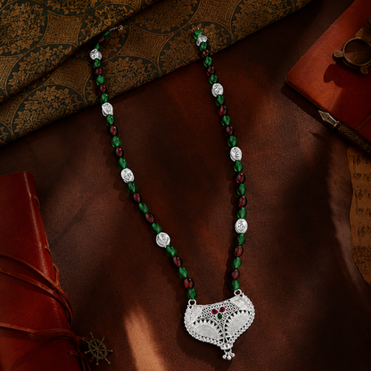 Panchachuli Hridaya White Silver Mangalsutra