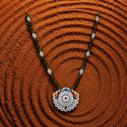 Munsyari Chakraveena White Silver Mangalsutra