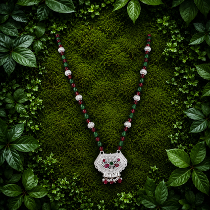 Hariyali Veena White Silver Mangalsutra