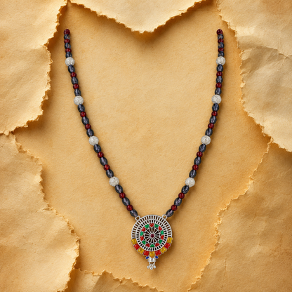 Jageshwari Rangchakra White Silver Mangalsutra