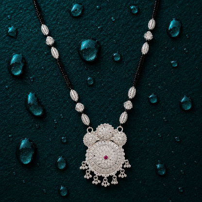 Pindari Prabha White Silver Mangalsutra