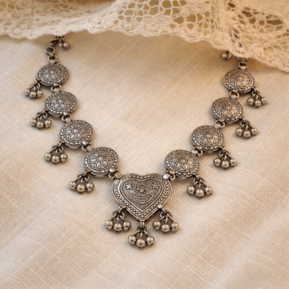 Pahadi Hridaya Antique Silver Necklace