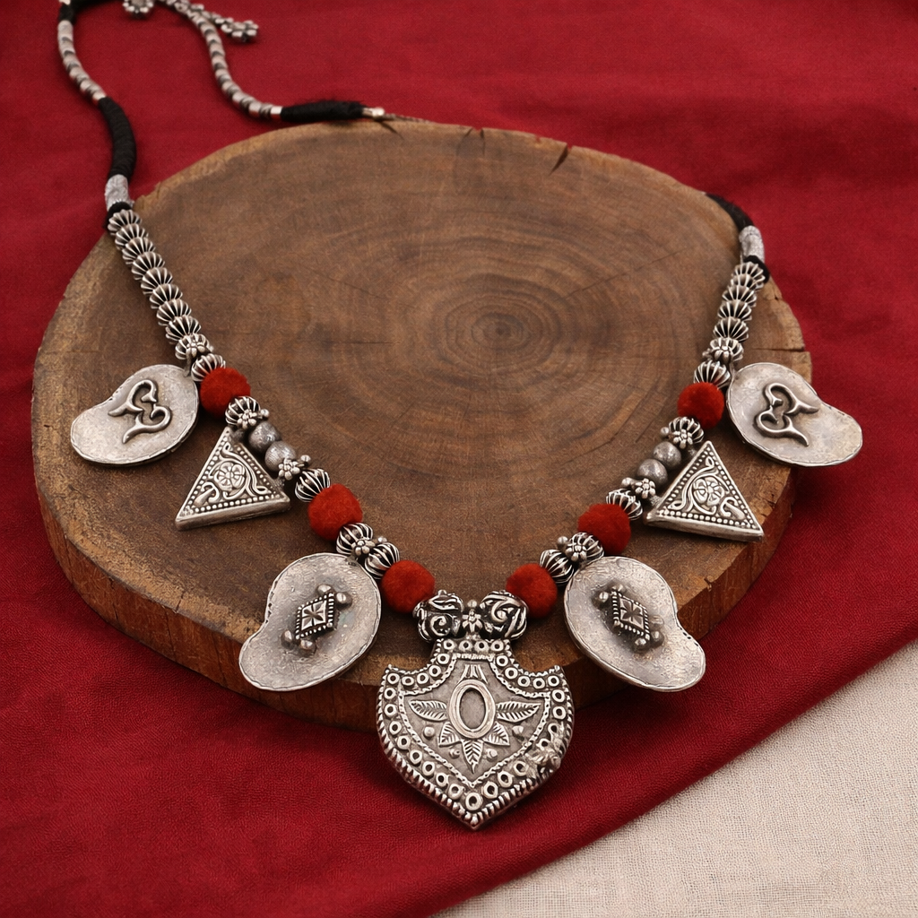 Kumaoni DevBhumi Antique Silver Necklace