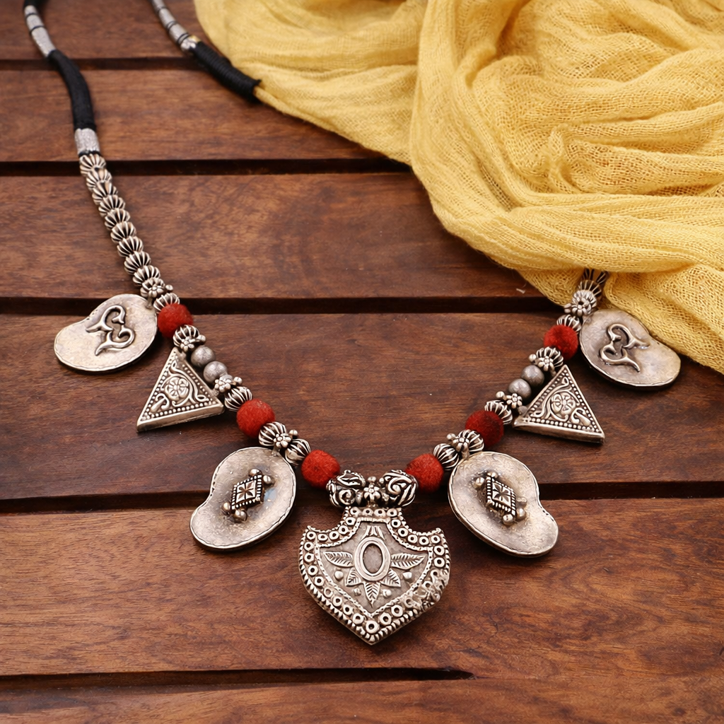 Kumaoni DevBhumi Antique Silver Necklace