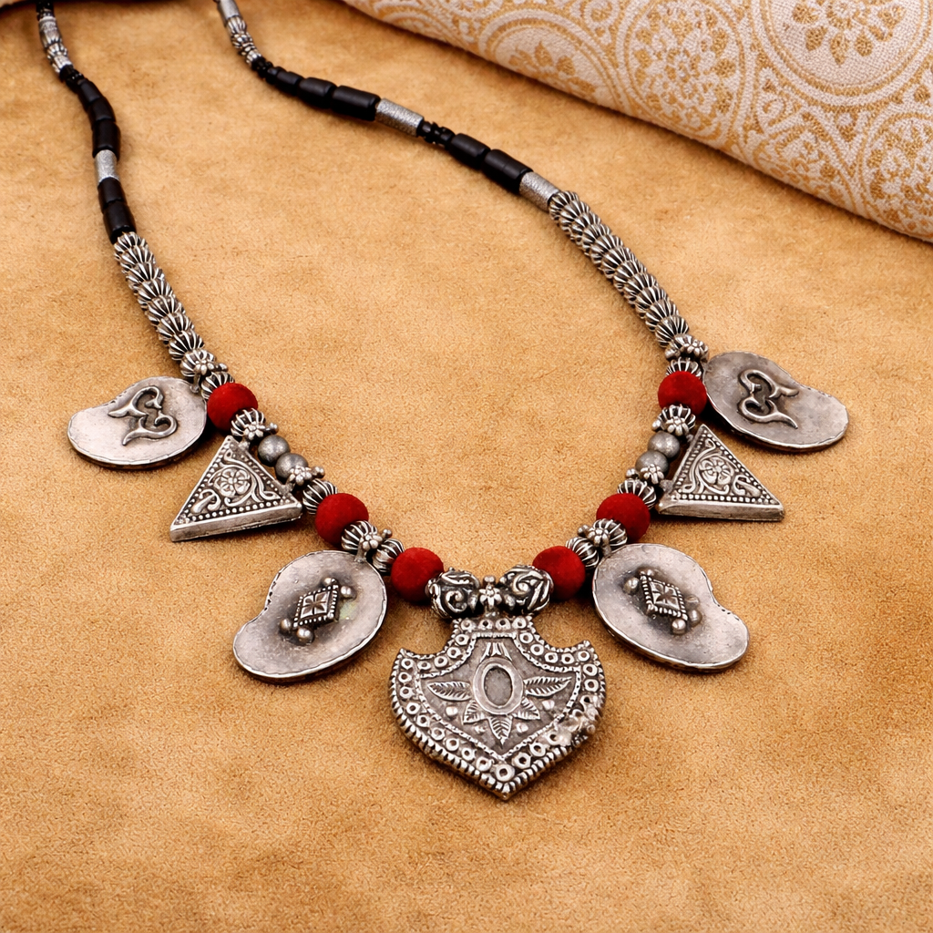 Kumaoni DevBhumi Antique Silver Necklace