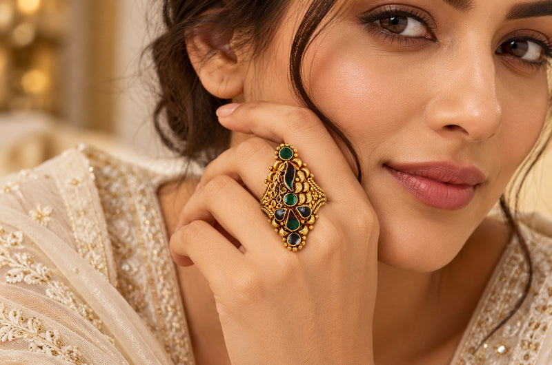 Chaukori Harit-Bindu Ring - description